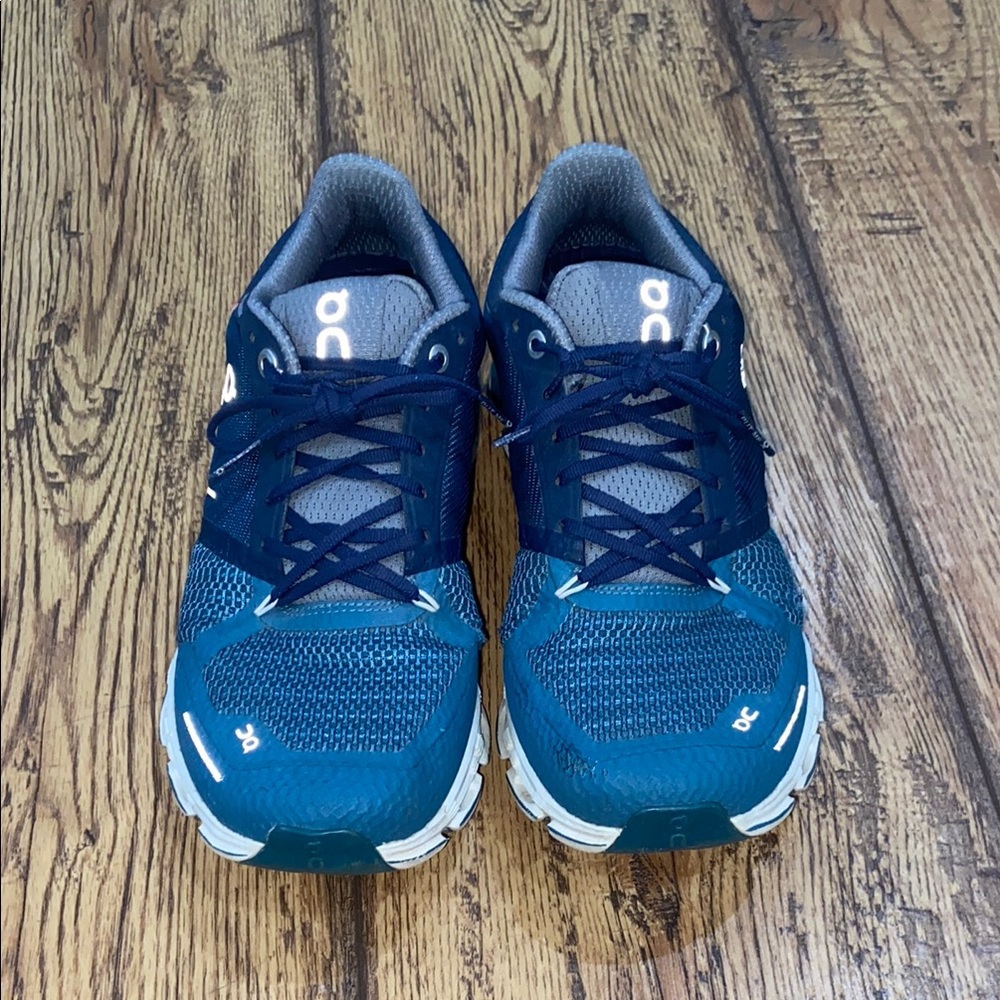 On Running Blue and Gray Athletic Shoes
